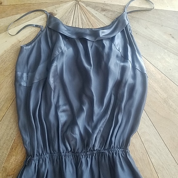 Dark grey silk dress with satin accents - Picture 2 of 4